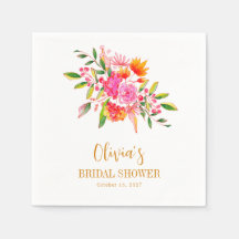 Modern Rosa Orange Blommig Bröllopsdusch Anpassad