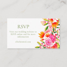 Modern Rosa Orange Blommig Grön Suite RSVP Online Tilläggskort