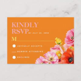 Modern Rosa Orange Gul Blommig Bröllops RSVP  Tilläggskort