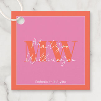 Modern Rosa Orange Minimalistisk Skrift Gåvor Etiketter