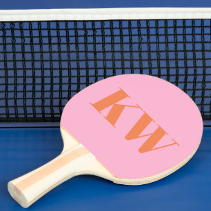Modern Rosa Orange Monogram Initialer Personlig Pingisracket