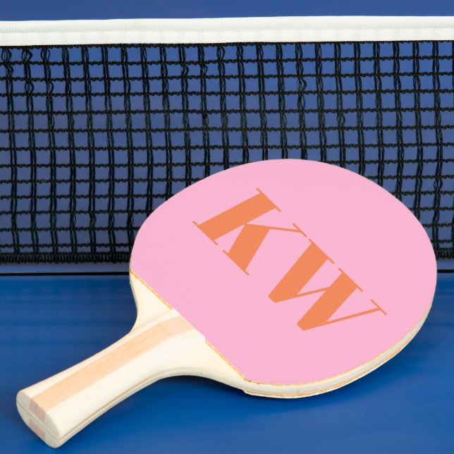 Modern Rosa Orange Monogram Initialer Personlig Pingisracket (Insitu)
