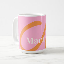 Modern Rosa Orange Monogram Kaffemugg