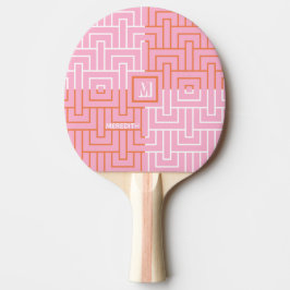 Modern Rosa Orange Mönster Monogram Pingisracket