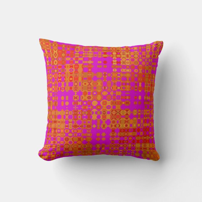 Modern Rosa Orange Red Geometric Mönster Kudde (Framsida)