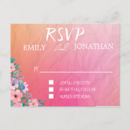 Modern rosa orange vattenfärg typografi RSVP Inbjudan Vykort