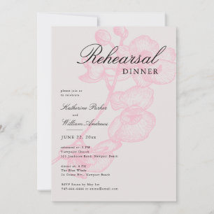 Modern Rosa Orchid Sketch Rehearsal Dinner Inbjudningar