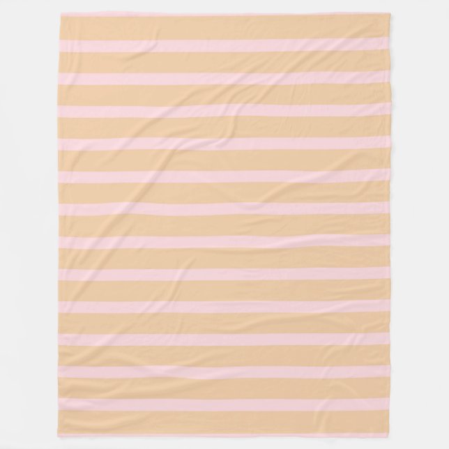 Modern Rosa Peach Taffy Stripe Fleece Blanket (Framsidan)