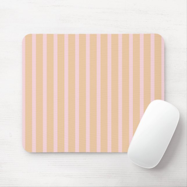 Modern Rosa Peach Taffy Stripe Mousepad Musmatta (Med mus)