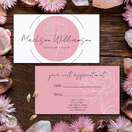 Modern Rosa Peony Blommig Spa Stylist Terapeut Tidsbeställning Kort