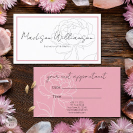 Modern Rosa Peony Blommig Spa Stylist Terapeut Tidsbeställning Kort