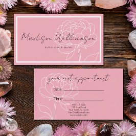 Modern Rosa Peony Blommig Spa Stylist Terapeut Tidsbeställning Kort