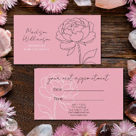 Modern Rosa Peony Blommig Spa Stylist Terapeut Tidsbeställning Kort