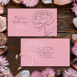 Modern Rosa Peony Blommig Spa Stylist Terapeut  Visitkort