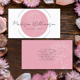 Modern Rosa Peony Blommig Spa Stylist Terapeut  Visitkort