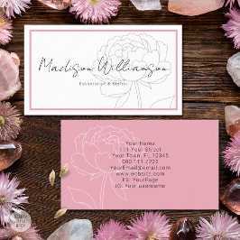 Modern Rosa Peony Blommig Spa Stylist Terapeut Visitkort