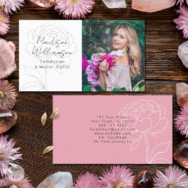 Modern Rosa Peony Blommig Stylist Terapeut Foto Visitkort