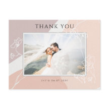 Modern Rosa Persika Botanisk Bröllop Tack