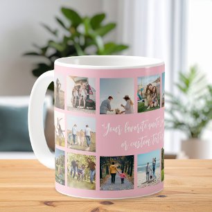 Modern Rosa Personlig 18 Fotokollage Kaffemugg