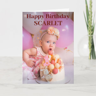 Modern Rosa Personlig Foto Birthday Hälsning Kort