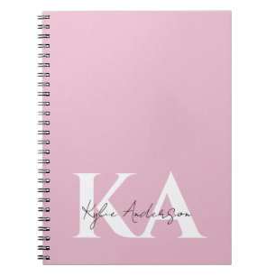 Modern Rosa Personlig Monogram Namn - Anteckningsbok
