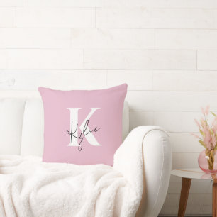 Modern Rosa Personlig Monogram Namn - Kudde