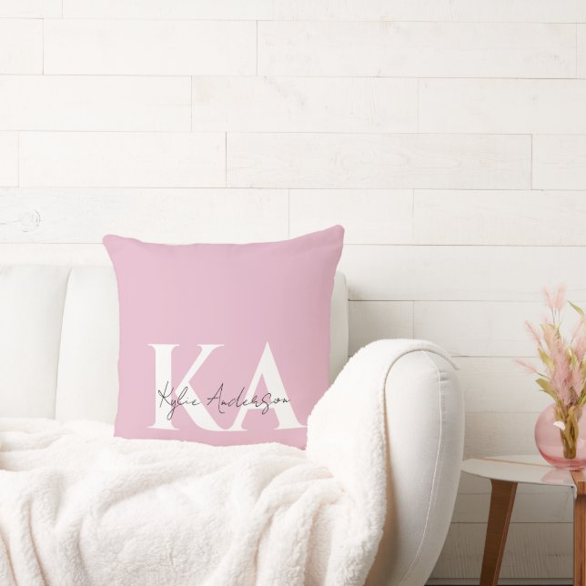 Modern Rosa Personlig Monogram Namn - Kudde (Soffa)