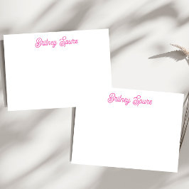 Modern Rosa Personlig Monogram och Namn Anteckningskort