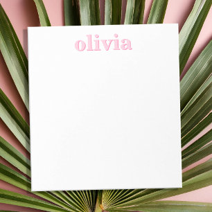 Modern Rosa Personlig Namn Anteckningsblock
