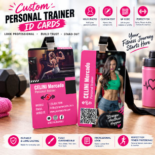 Modern Rosa Personlig Tränare Fitness Foto Anpassa Visitkort