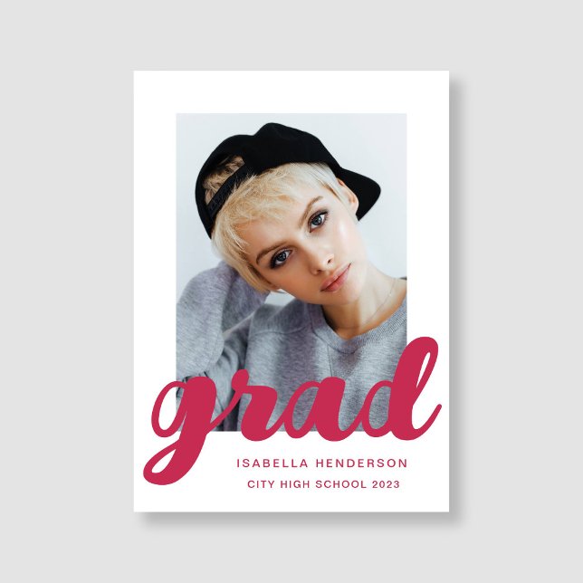 Modern Rosa Photo Script Studenten Meddelande (Modern Pink Photo Script Graduation Announcement)