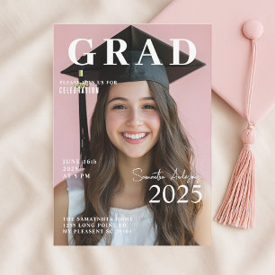 Modern Rosa Photo Studenten Klass 2025 Inbjudningar