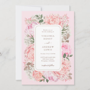 Modern Rosa Pion Bröllop Inbjudningar