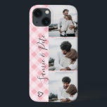 Modern rosa plaid namn 3-fotosamlingsnät<br><div class="desc">Modern redigerbar julpastel, rosa flanalio la hjärt-par namn 4 fotosamlingsplats, perfekt-gåva för ett par eller bästa vänner.</div>
