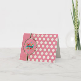 Modern Rosa Polka Dot-Blommigt Design Tack Kort