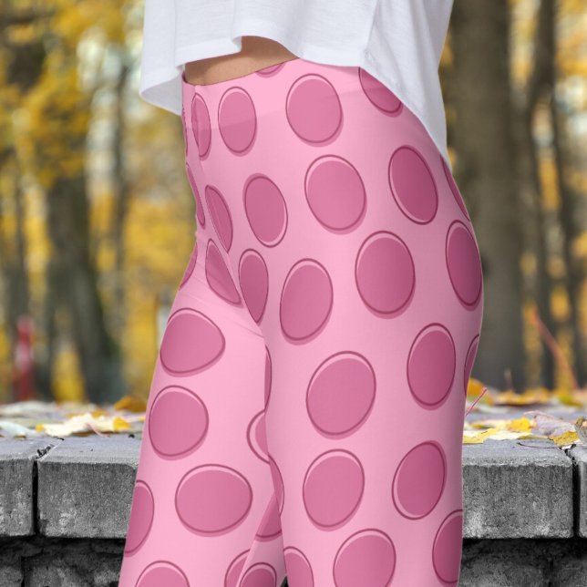 Modern Rosa Polka Dot Mönster Leggings (Polka Dot on Carnation Pink Leggings)