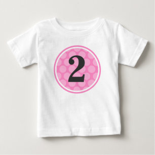 Modern Rosa Polka Dot Second Birthday Girl Tee