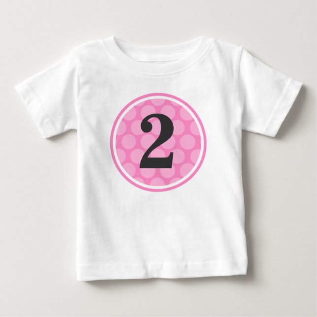 Modern Rosa Polka Dot Second Birthday Girl Tee (Framsida)