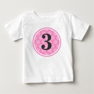 Modern Rosa Polka Dot Tredje födelsedag Flicknumme Tee