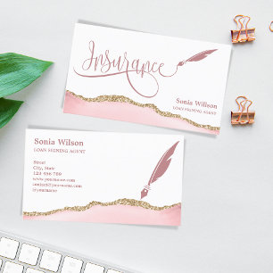 Modern Rosa Professionell Insurance Agent Visitkort