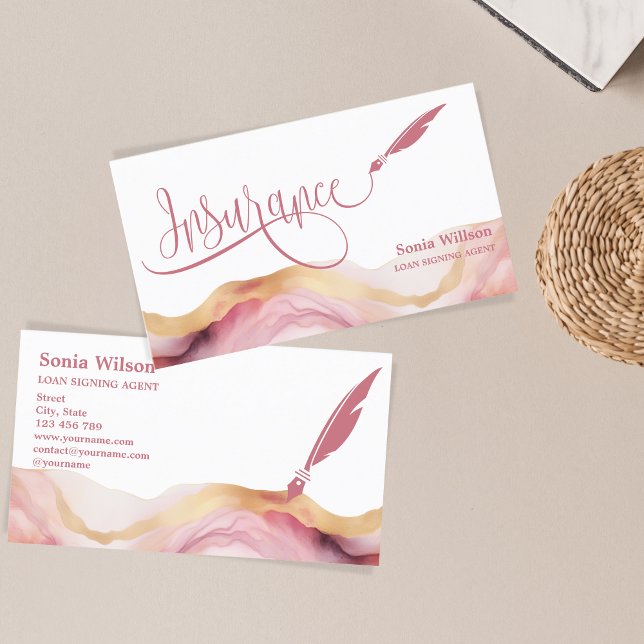 Modern  Rosa Professionell Insurance Agent Visitkort (Skapare uppladdad)