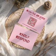 Modern Rosa QR-kod Bröllop