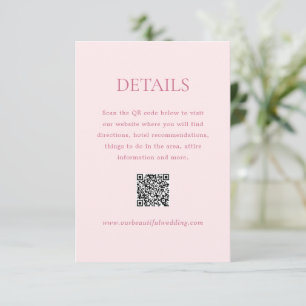 Modern Rosa QR-kod Elegant bröllop Tilläggskort
