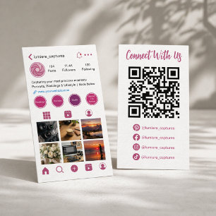 Modern Rosa QR-kod för Sociala Medier-profiler Visitkort