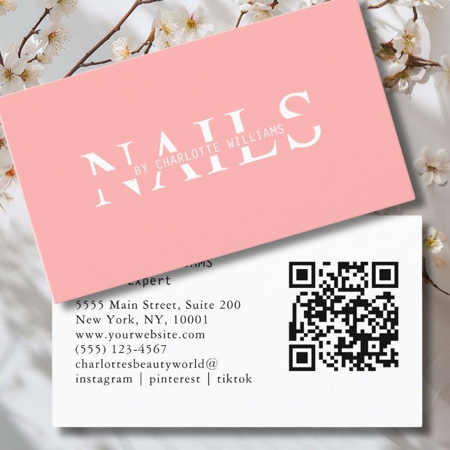 Modern, Rosa, QR-kod Visitkort (Modern, Pink, QR Code Business Card
Modern, Pink, QR Code Business Card. Perfect for Beauty, Nails, )