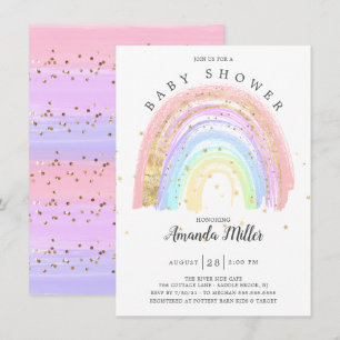 Modern Rosa Rainbow Baby Shower-inbjudan för dagli Inbjudningar