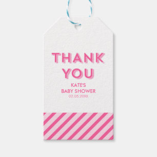 Modern Rosa Rand Tack Baby Shower Presentetikett