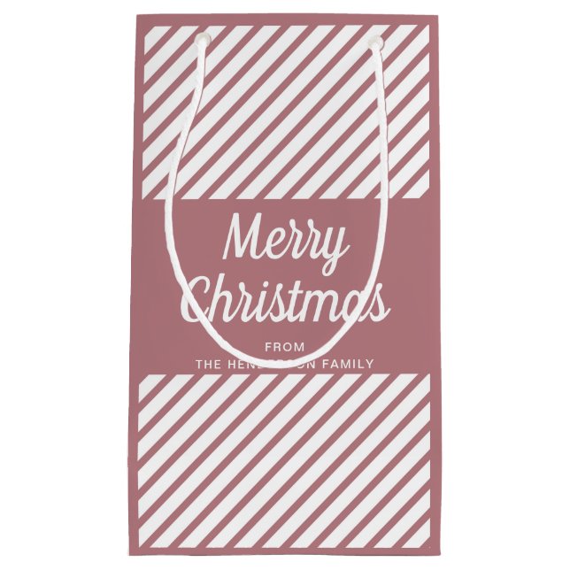 Modern Rosa Ränder God Jul (Framsidan)