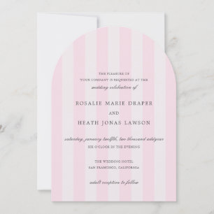 Modern Rosa Randig Elegant Bröllop Inbjudningar