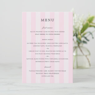 Modern Rosa Randig Elegant Bröllop Meny